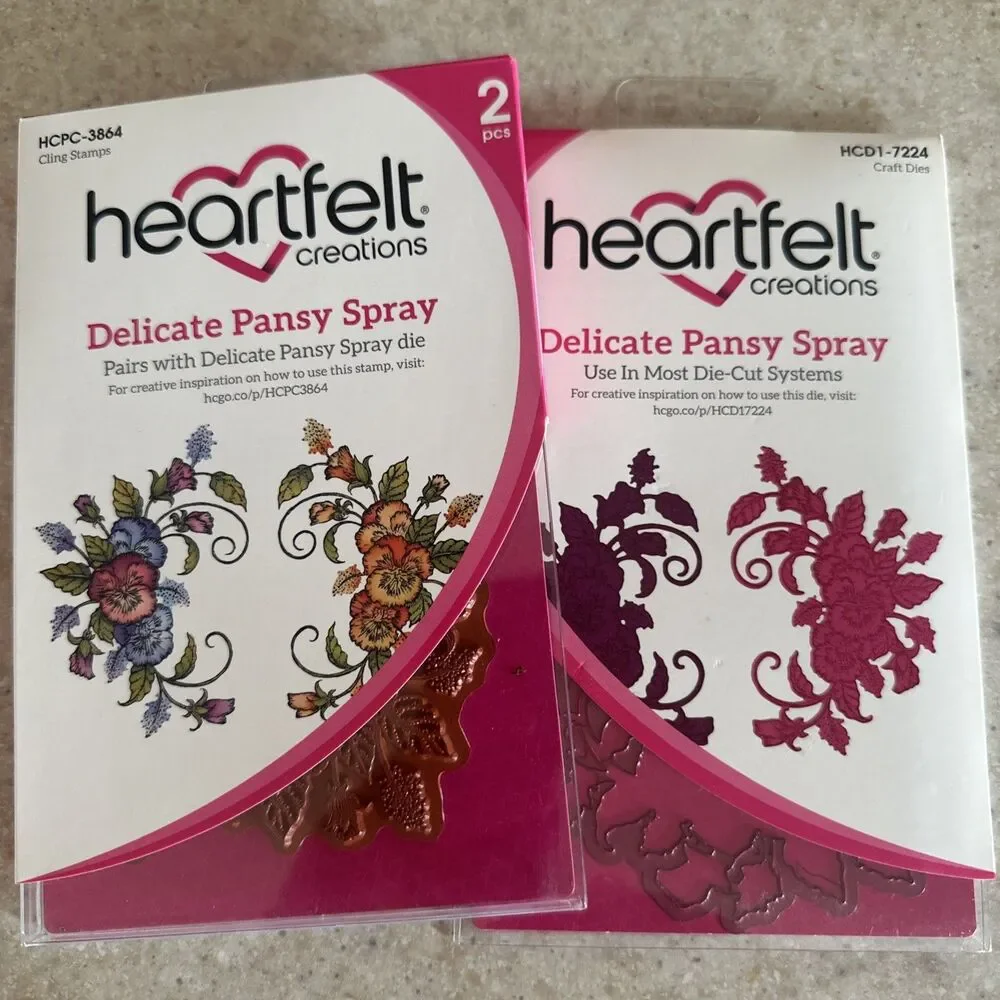 Heartfelt Creations Delicate Pansy Spray Stamp and Die Set retired